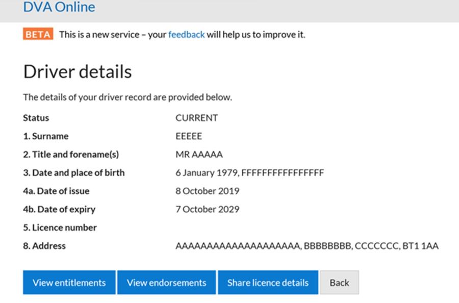 Creating A Licence Check Code User Guide Nidirect   Driver Details Page 